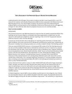 1 DATA AVAILABILITY FOR PROPOSED QUALITY