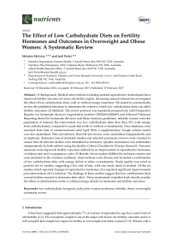 The Effect of Low Carbohydrate Diets on Fertility Hormones and