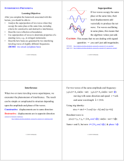Superposition If two waves occupy the same place at the same time