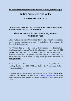 On-Line Payment of Fees for the Academic Year 2014-15