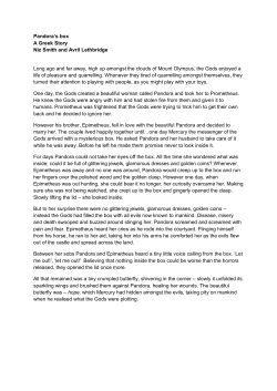 Pandora`s box A Greek Story Niz Smith and Avril Lethbridge Long