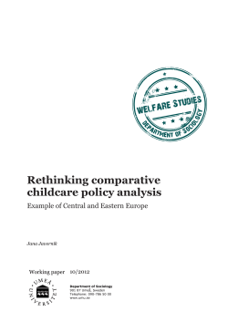 10/2012 Javornik: Rethinking comparative childcare policy analysis