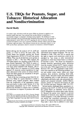 US TRQs for Peanuts, Sugar, and Tobacco