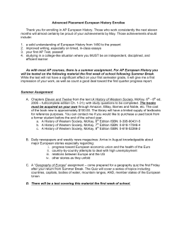 Advanced Placement European History Enrollee Thank you for