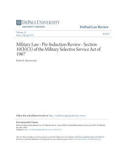 Military Law - Pre-Induction Review - Section 10(b)(3)