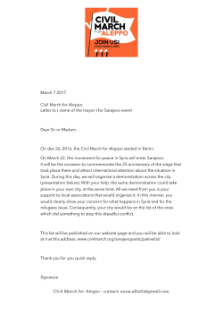 CMFA Sarajevo Letter - Civil March for Aleppo