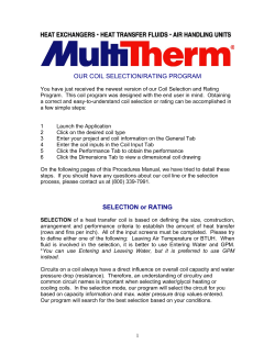 Introduction to Coil Selection / Rating Program
