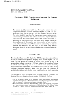 11 September 2001, Counter-terrorism, and the Human Rights Act