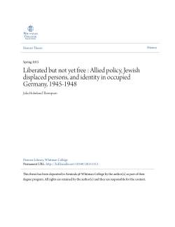 Liberated but not yet Free: Allied Policy, Jewish Displaced Persons