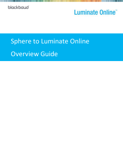 Sphere to Luminate Online Overview Guide