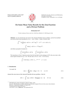 On Some Mean Value Results for the Zeta