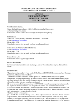 mine4165 mining mangement semester two 2011 unit outline