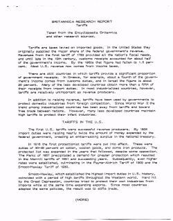 BRITANNICA RESEARCH REPORT Tariffs