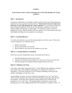 SCRIPT From Good to Great: Creative and Interactive Circle Time