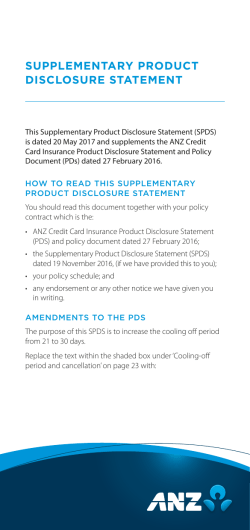ANZ Credit Card Insurance Product Disclosure Statement