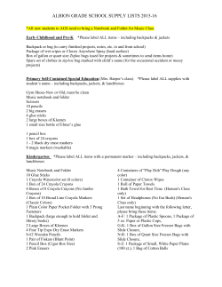 ALBION GRADE SCHOOL SUPPLY LISTS 2015-16
