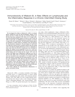 Immunotoxicity of Aflatoxin B1 in Rats: Effects on Lymphocytes and