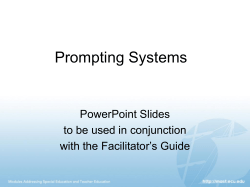 Prompting Systems - Modules Addressing Special Education and