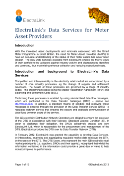 Summary of Meter Asset Providers Data Services