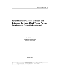Tenant Farmers` Access to Credit and Extension Services