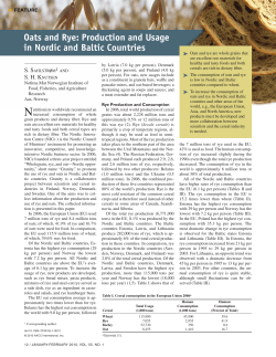 Oats and Rye: Production and Usage in Nordic and Baltic Countries