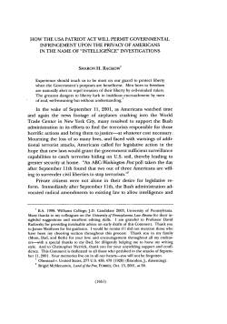 How the USA Patriot Act Wil Permit Governmental Infringement upon