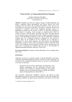 "Form of Life" as Transcendental Dhvani Meaning