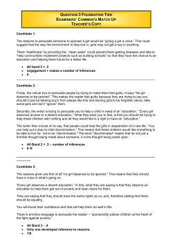 Candidate 1: The reasons to persuade someone to sponser a girl