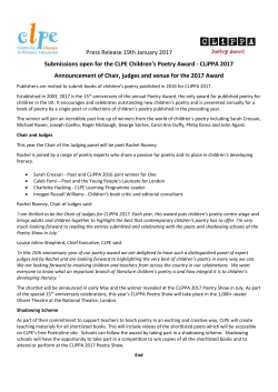 Press Release - Submissions open for CLiPPA 2017