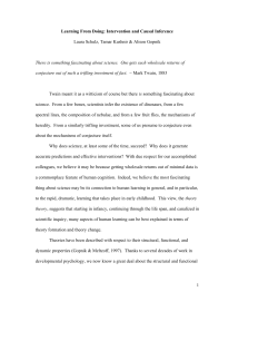 Intervention and Causal Inference Laura Schulz, Tamar Kushnir