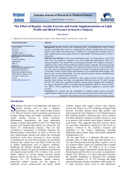 The Effect of Regular Aerobic Exercise and Garlic Supplementation