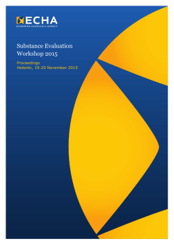Substance Evaluation Workshop 2015 - ECHA