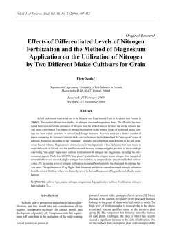 Effects of Differentiated Levels of Nitrogen Fertilization and the