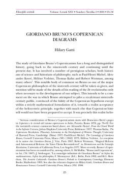 GIORDANO BRUNO`S COPERNICAN DIAGRAMS