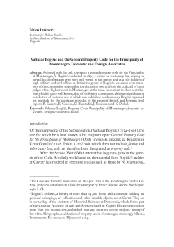 Milo&scaron; Luković Valtazar Bogi&scaron;ić and the General Property