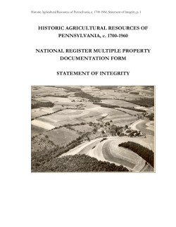 HISTORIC AGRICULTURAL RESOURCES OF PENNSYLVANIA, c