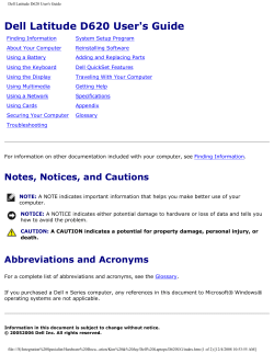 Dell Latitude D620 User`s Guide