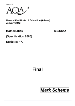 A-level Mathematics Mark Scheme January 2012