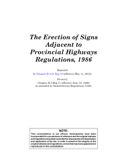 The Erection of Signs Adjacent to Provincial Highways Regulations
