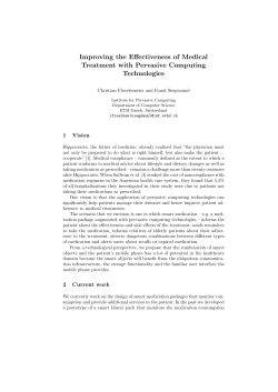 Improving the Effectiveness of Medical Treatment with Pervasive