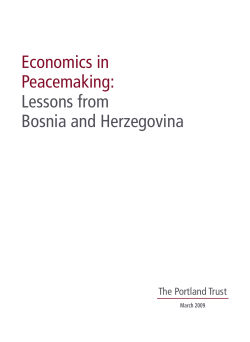 Economics in Peacemaking: Lessons from Bosnia and Herzegovina