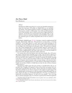 Are You a Sim? - Brian Weatherson