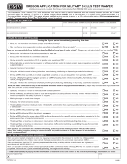oregon application for military skills test waiver