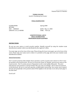 Student Exam I.D. Number TOURO COLLEGE Jacob D. Fuchsberg