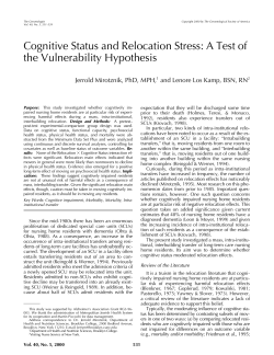 Cognitive Status and Relocation Stress: A Test of the Vulnerability