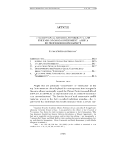 The Individual Mandate, Sovereignty, and the Ends of