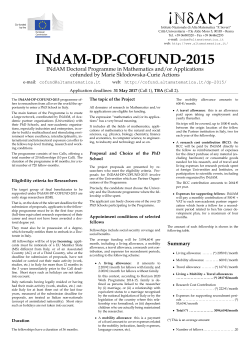 Poster - INdAM-DP-COFUND-2015 - Istituto Nazionale di Alta