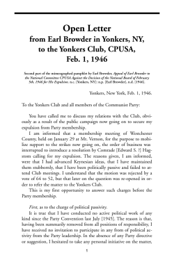 Open Letter from Earl Browder in Yonkers, NY