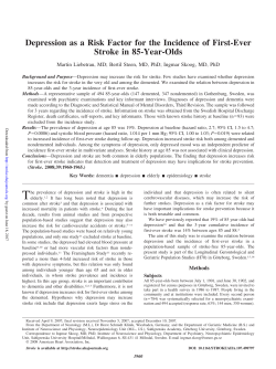 Depression as a Risk Factor for the Incidence of First