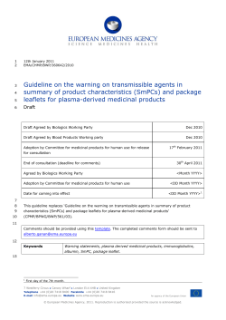 Draft guideline on the warning on transmissible - EMA